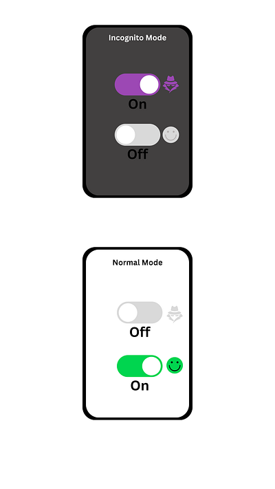 DailyUI 015 / Incognito On and Off Toggle daily ui 015 dailyui dailyui 015 feature graphic design incognito incognito mode on and off switch onoff switch phone phone graphic phone settings settings ui ux
