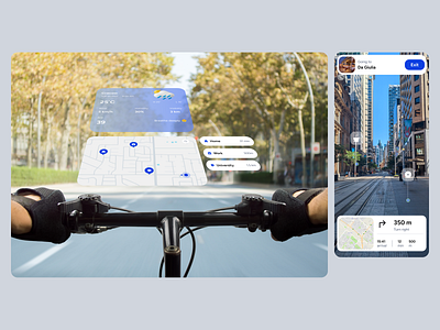 Augmented Reality Navigation App Design @ Flagship app design apple apple vision pro ar augmented reality figma google maps map maps navigation ui uiux ux vision pro