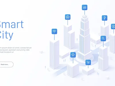 Isometric Smart City 3d automation blue city illustration infrastructure innovation isometric light smart vector