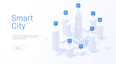 Isometric Smart City 3d automation blue city illustration infrastructure innovation isometric light smart vector