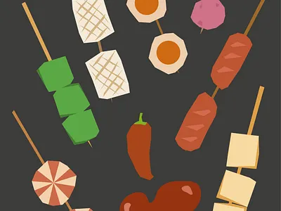 ไส้กรอกย่าง - grilled sausage graphic design illustration