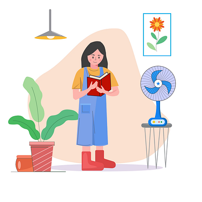 Girl reading a book 2d 2d animation after effect animation book book reading character character animation design fan girl girl reading a book graphic design hot weather illustration motion d motion graphics read tree vector