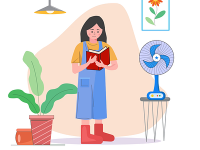 Girl reading a book 2d 2d animation after effect animation book book reading character character animation design fan girl girl reading a book graphic design hot weather illustration motion d motion graphics read tree vector