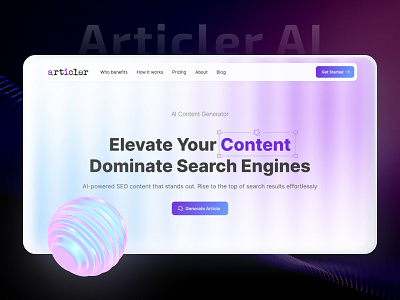 Ai Content Generator ai ai content generator ai generator ai website artificial intelligence content generator content website dashboard landing page minimal saas website ui ui design ui ux uiux design user interface web design web ui