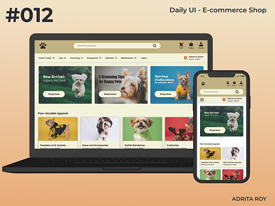 Daily UI 012 - E-commerce Shop aesthetic dailychallenge dailyui design desktop ecommerce ecommerce shop figma mobile mobile app pet prototype responsive responsive design shop store ui uiux ux webpage