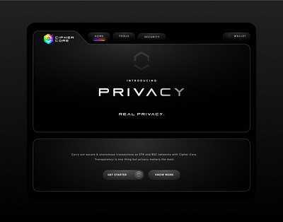 Cipher Core Branding & UX 3d brandign branding cipher core crypto crypto ui dark design figma security ui ux ux desing