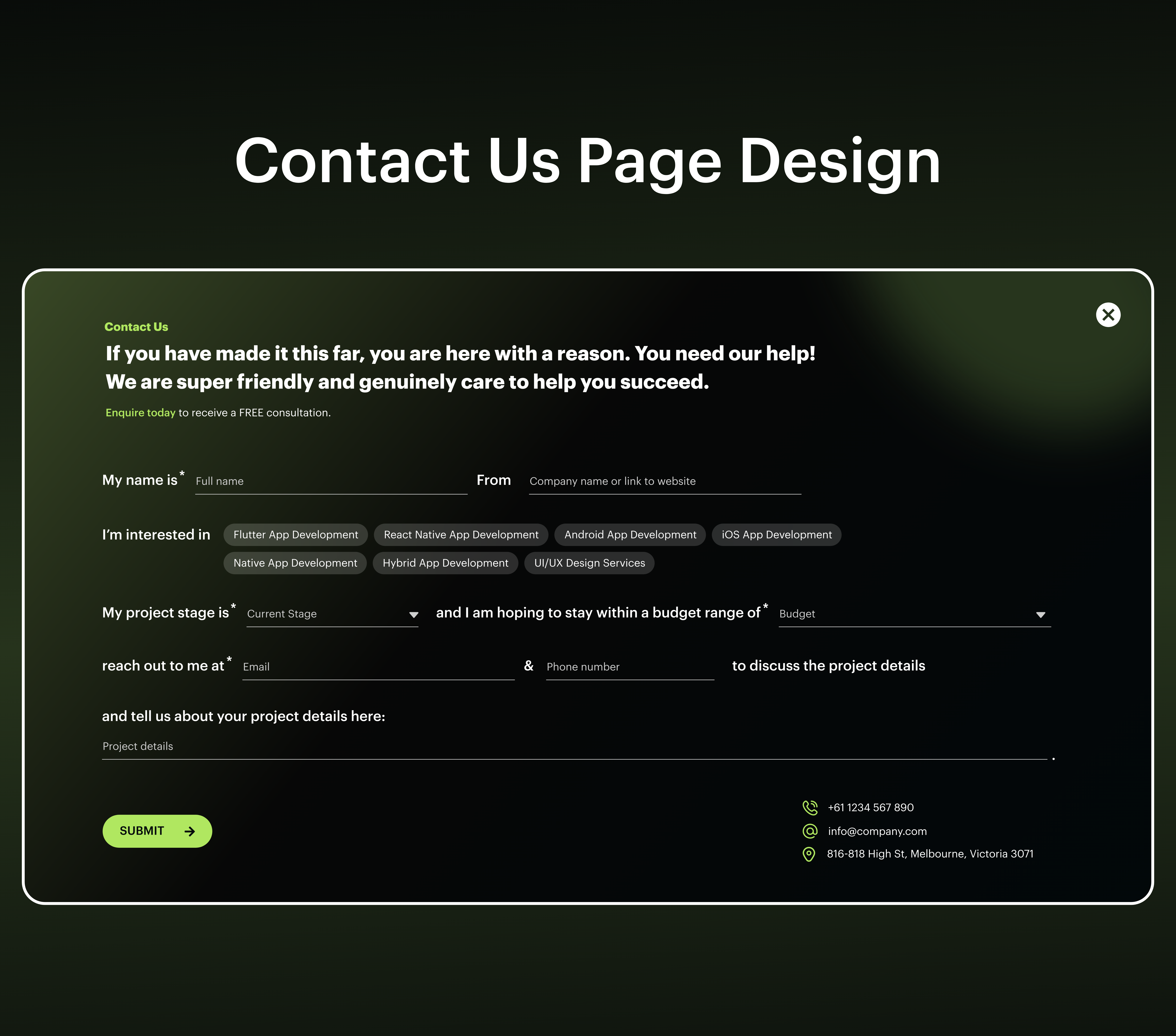 Contact Us Page clean design contact contact form contact page contact us contact us website contact website customer service e course form input fields minimalism product design ui ui design uiux web design website