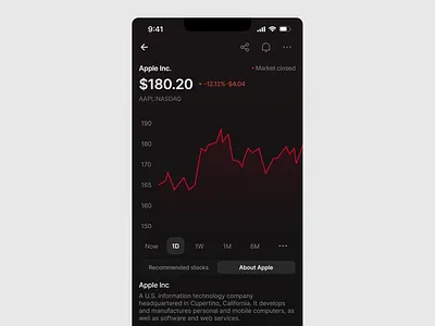 Stock investment App - Dark Mode apple invest app apps chart chart investment crypto dark mode dark mode investment app dark mode sock app equity gradient invest app invest market investment app market mobile app mobile investment app stock stock investment app stock market stocks