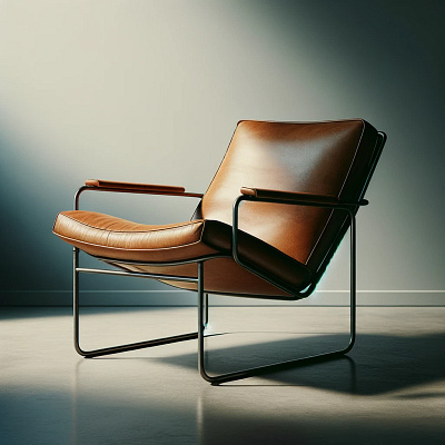 Armchair Design - Leather MidCentury architecture armchair biophilic design furniture industrial interior leather materials metal mid century nature tubing