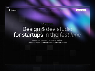 Design Studio Hero agency blue branding darkmode gradient hero homepage inter light logo design purple saas startups tech ui