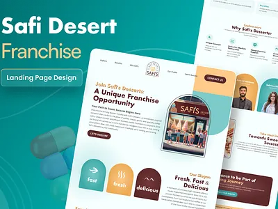 Safis Desert - Franchise Landing Page Design delicious deserts figma figma design franchise franchise page design fresh interface landing page landing page design product safis desert taste trending trending page designs ui user experience design user interface design web design website design