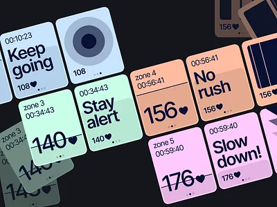Heart rate zones app card cards daily ui design everyday heart rate interface mini os app product ui user experience user interface ux watch os