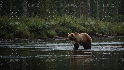 Brown Bear In River 1 artwork bear character design graphic design nature river