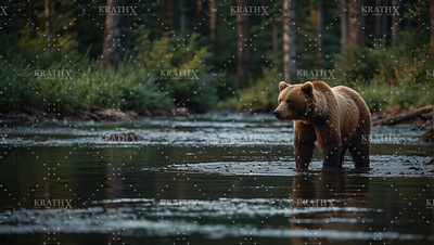 Brown Bear In River 4 artwork bear character design graphic design nature river