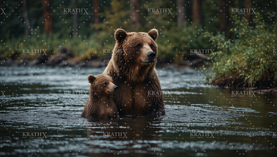 Brown Bear In River 5 artwork bear character design graphic design nature river