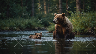 Brown Bear In River 8 artwork bear character design graphic design nature parenthood river