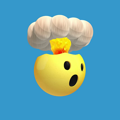 Mind Blown 3d blown bomb brain emoji emoticon explosion fire mind nuclear smoke spline