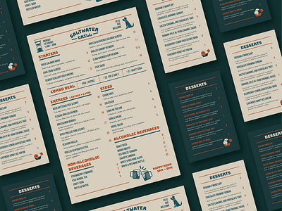 Saltwater Grill Menu brand branding graphic design graphic menu menu menu design print print design seafood design seafood menu