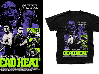 (COMMISSION WORK) DEAD HEAT (1988) T-SHIRT DESIGN action film alternative movie poster cavitycolors classic film cover art dead heat film poster fright rags graphic design graphic poster horror movies horror poster horror shirt movie poster poster poster art poster design sci fi film t shirt design
