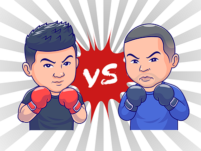Chef Arnold Vs CodeBlu🥊 arena athlete battle boxer boxing character chef chef arnold codeblu cute face fight icon illustration knockout logo man people ring sports versus