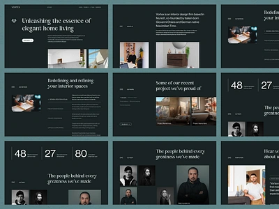 Vortex: Interior Designer Company Profile Website Design agency architect company company profile deck desktop homepage interior interior design landing page layout pitch deck presentation deck slide typography ui uiux web design website website design