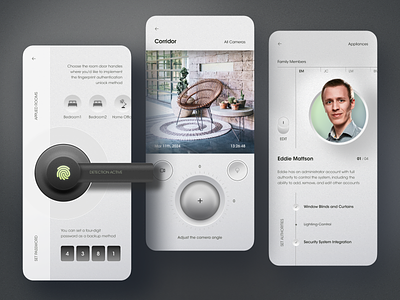 Home Security System App app app design button camera home app mobile mobile app mobile app design mobile design neumorphism profile security setting skeuomorphic smart home ui design ui kit ux design