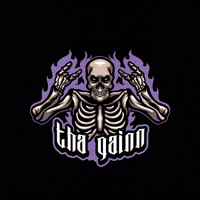 Tha GaiNn Skeleton mascot logo Project animal branding design graphic design hand illustration logo mascot metal music musician skeleton skull vector