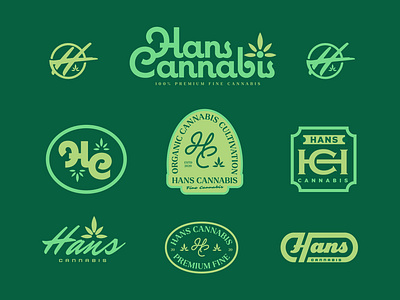 Hans Cannabis Logo Design Kit badge design brand identity branding branding design cannabis graphic design identity illustration leaf logo logomark logos logotipo logotype marijuana medicine typography vector visual branding