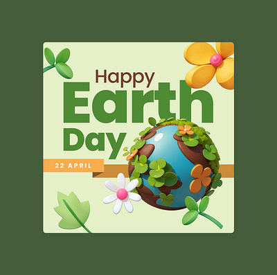 Happy Earth Day 3d branding cartoon conservation cute design earth environment festival illustration pastel rendering world