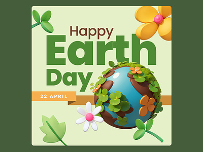 Happy Earth Day 3d branding cartoon conservation cute design earth environment festival illustration pastel rendering world