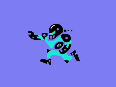 Robot Player bold branding design football geometric logo logodesign mascot modern robot running