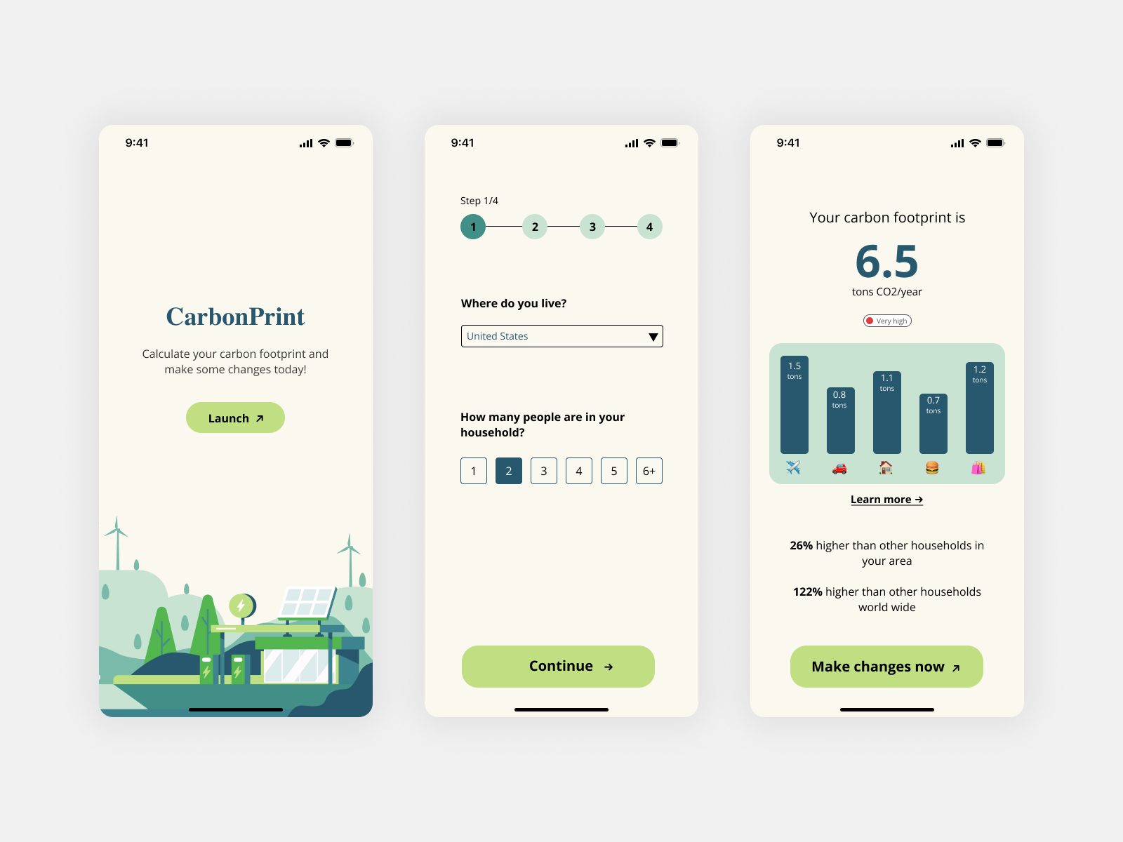 DailyUI #004 - Calculator 004 calculator carbon footprint daily ui daily ui 004 daily ui 4 dailyui dailyui 004 dailyui 4 green mobile ui