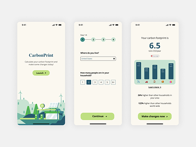 DailyUI #004 - Calculator 004 calculator carbon footprint daily ui daily ui 004 daily ui 4 dailyui dailyui 004 dailyui 4 green mobile ui