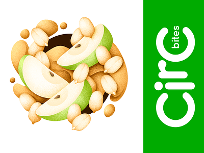 CirC Bites: Peanut, apple & peanut butter apple design grain texture grit illustration package peanut peanut butter snack texture vector