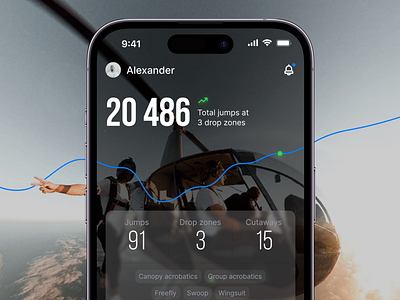 Skydiving.zone — mobile app and website account app charts design main map mobile page portal profile skydiving sport sports statistic typography ui user ux web website