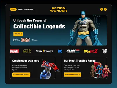 Action Wonder branding design gaming graphic design hero banner illustration landing page logo typography ui ux vector web website