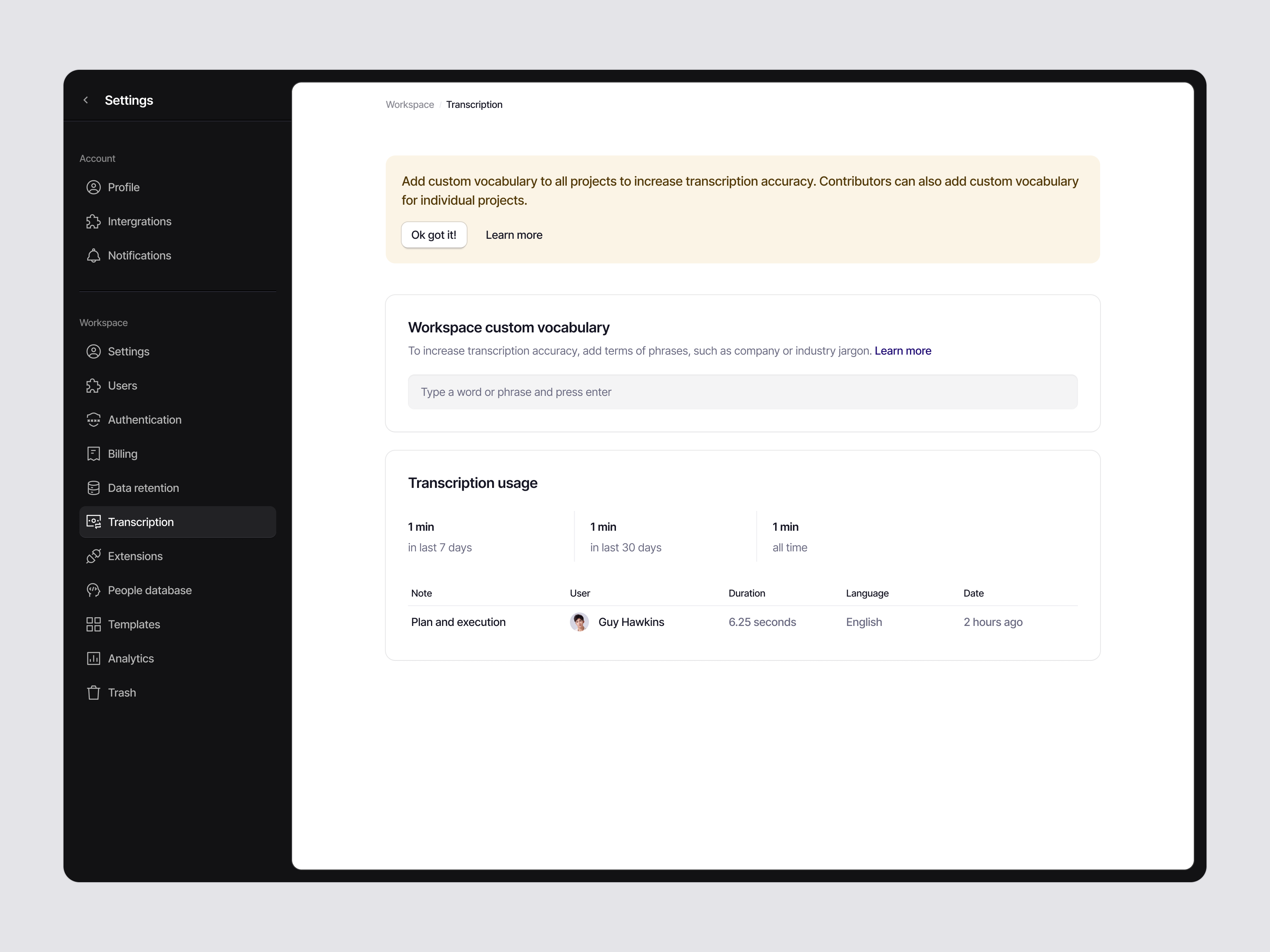 Transaction settings account account settings clean ui component design fintech minimal product design saas saas dashboard saas tool saas webapp settings transaction transaction settings ui webapp workspace workspace settings