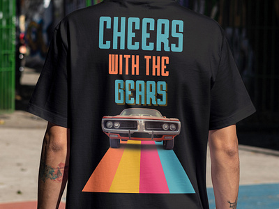 Retro Style Car Graphics with Text Cheers with Bears. design graphic design illustration t shirt design t shirt graphics vector