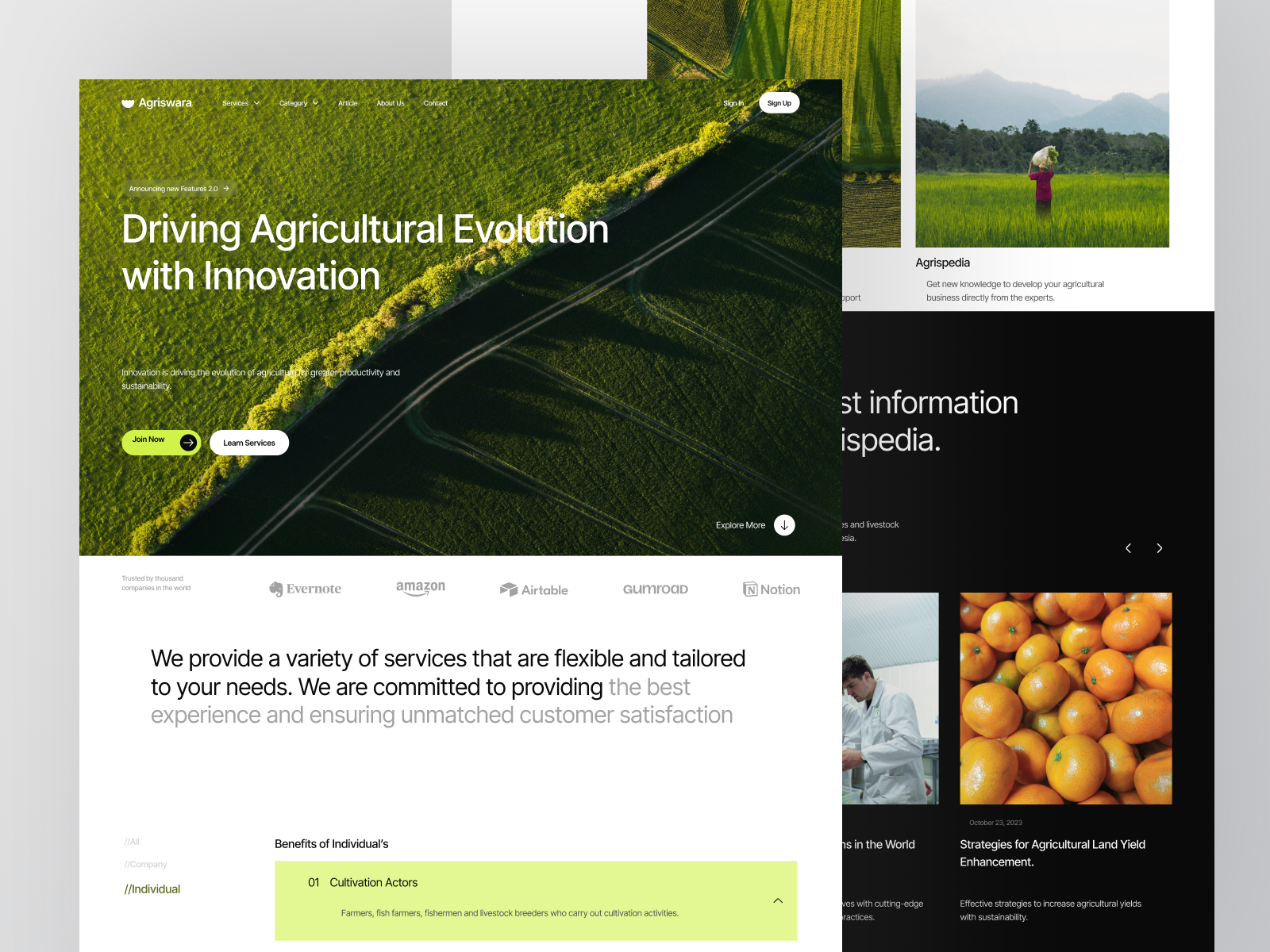 Home Page - Agriswara agriculture business clean company website design home home page homepage landing landing page page ui ux web deisgn web design website design