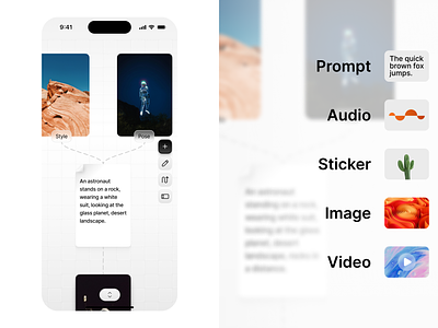 Video Generation App inspired by Comfyui ai app canvas concept connectors design genai image nodes note product prompt stable diffusion ui ux video whiteboard