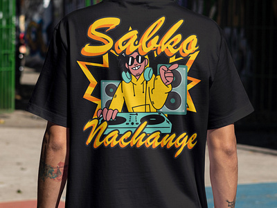 Cartoon Style design of disc jockey with Text Sabko Nachange design graphic design illustration t shirt design t shirt graphics vector