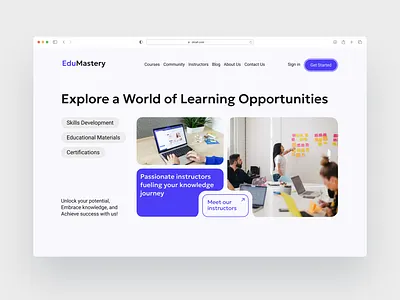 Online courses | EduMastery blue branding cards courses design education figma gallery light main screen minimalistic neoformism online school site ui ui challenge ux web site