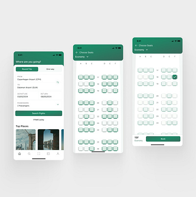 Book A Flight app design book a flight booking daily ui green mobile design product design ticket travel ui ui design ux design