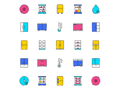 Colored Fridge Icons free vector freebie fridge fridge icon icon icon design
