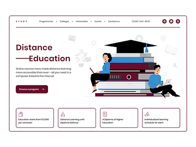Study | First screen branding colorful design designer education illustration logo red study typography ui ux web