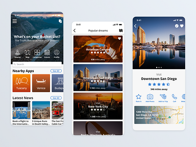 TripBucket – Travel App app design minimalistic mobile modern travel ui ux