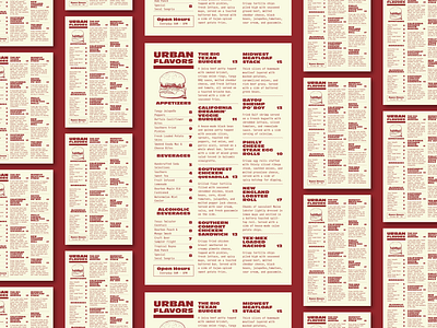 Urban Flavors Branding & Menu Design art brand branding design graphic menu illustration menu menu design restaurant restaurant menu retro design