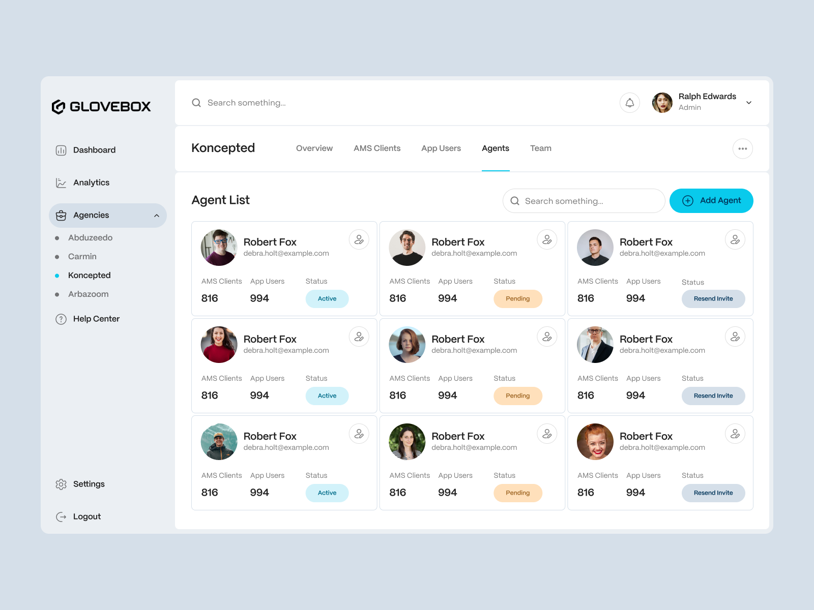 Glovebox insurance management platform and dashboard design by