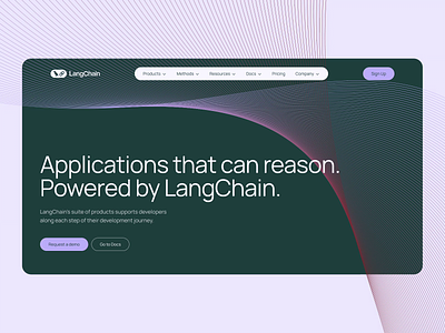 Langchain — Website animation app branding design digital figma green illustration langchain lines minimal modern ui ux violet webdesign website websitedesign