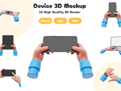 Hand Device 3D Mockup 3d 3d artwork 3d icon 3d mockup 3d render blender blender 3d design device illustration mobile phone mockup render rendering smartphone